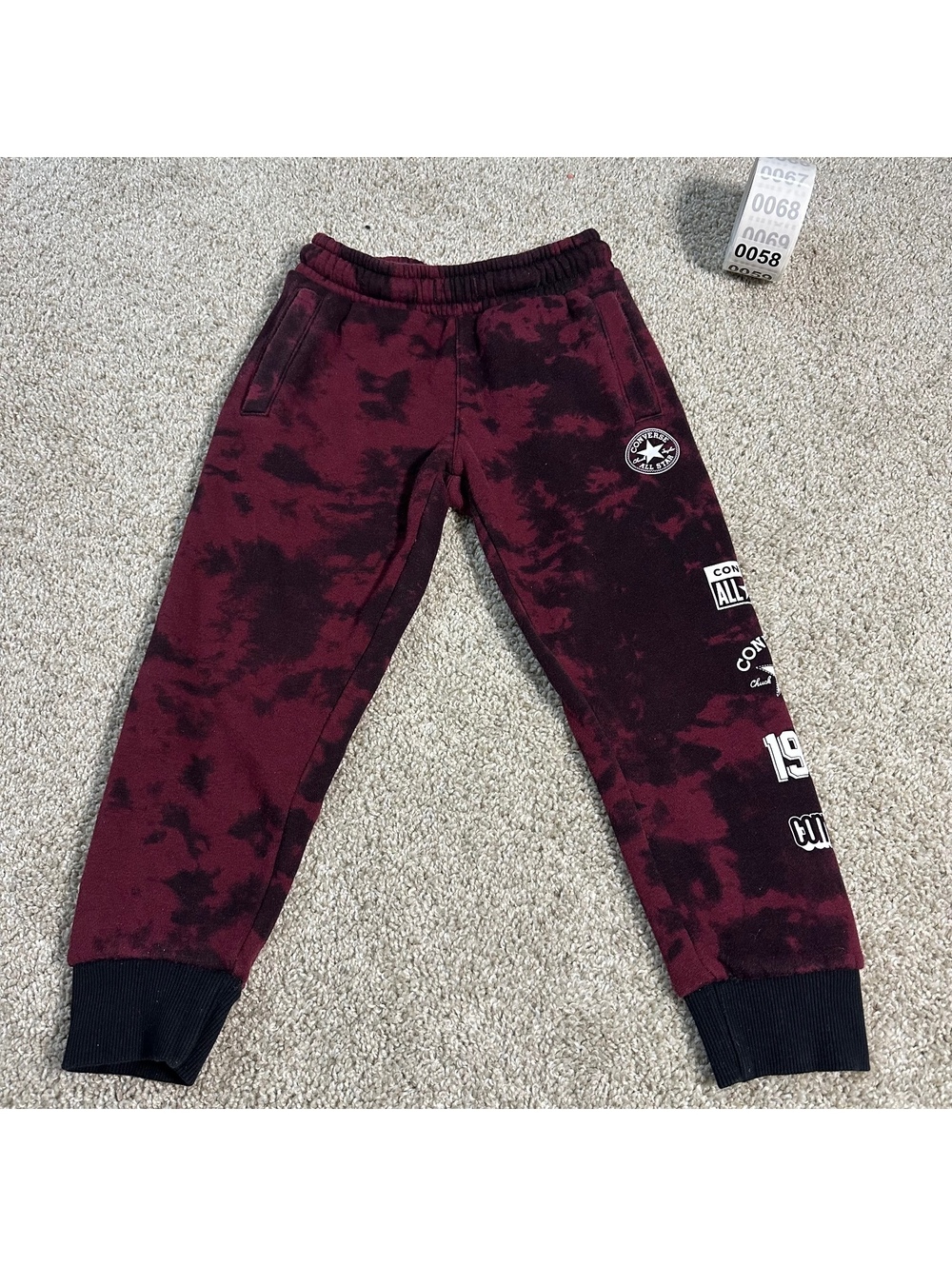 Kids Converse burgundy tie-dye jogger sweatpants